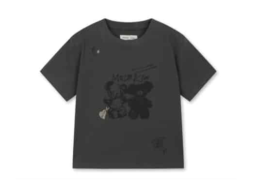Matin Kim Animal Graffiti Graphic Crop Top Charcoal TS201