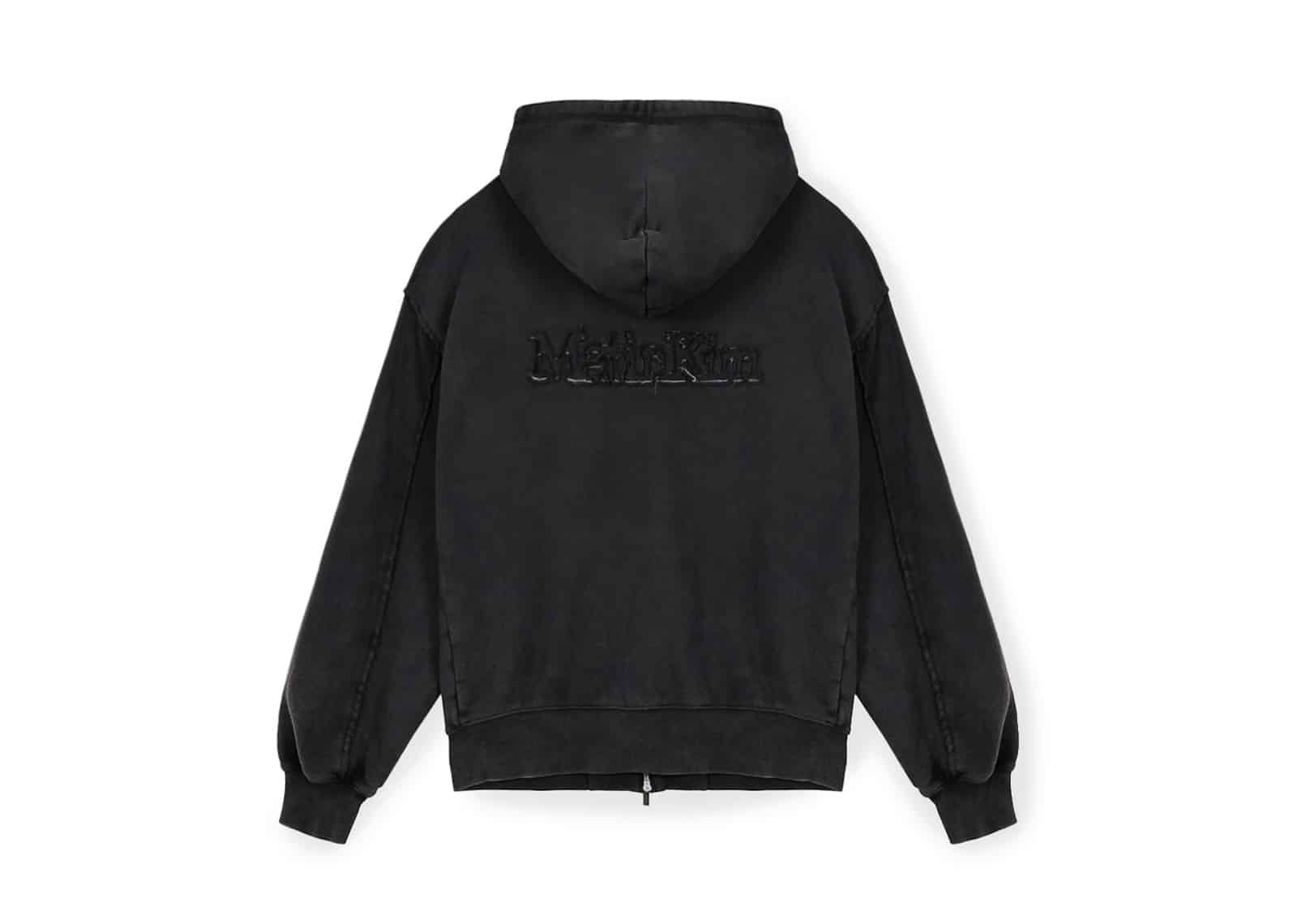 Matin Kim Back Logo Washed Hoody Zip Up Charcoal JP534 (M) Back View