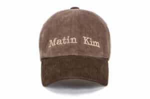 Matin Kim Classic Logo Corduroy Brim Ball Cap Brown HT031 Front View