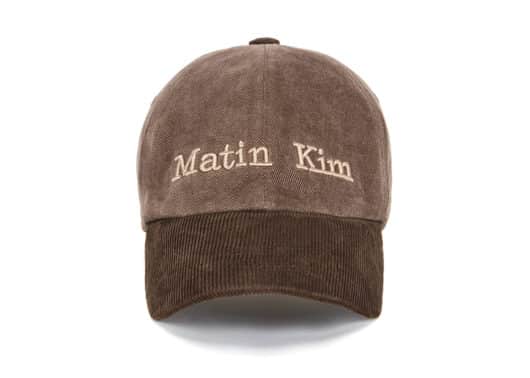 Matin Kim Classic Logo Corduroy Brim Ball Cap Brown HT031 Front View