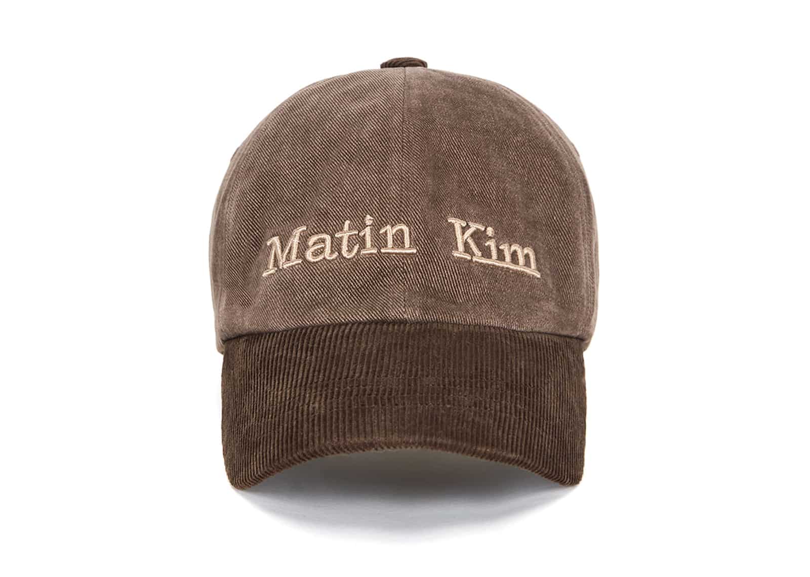 Matin Kim Classic Logo Corduroy Brim Ball Cap Brown HT031 Front View
