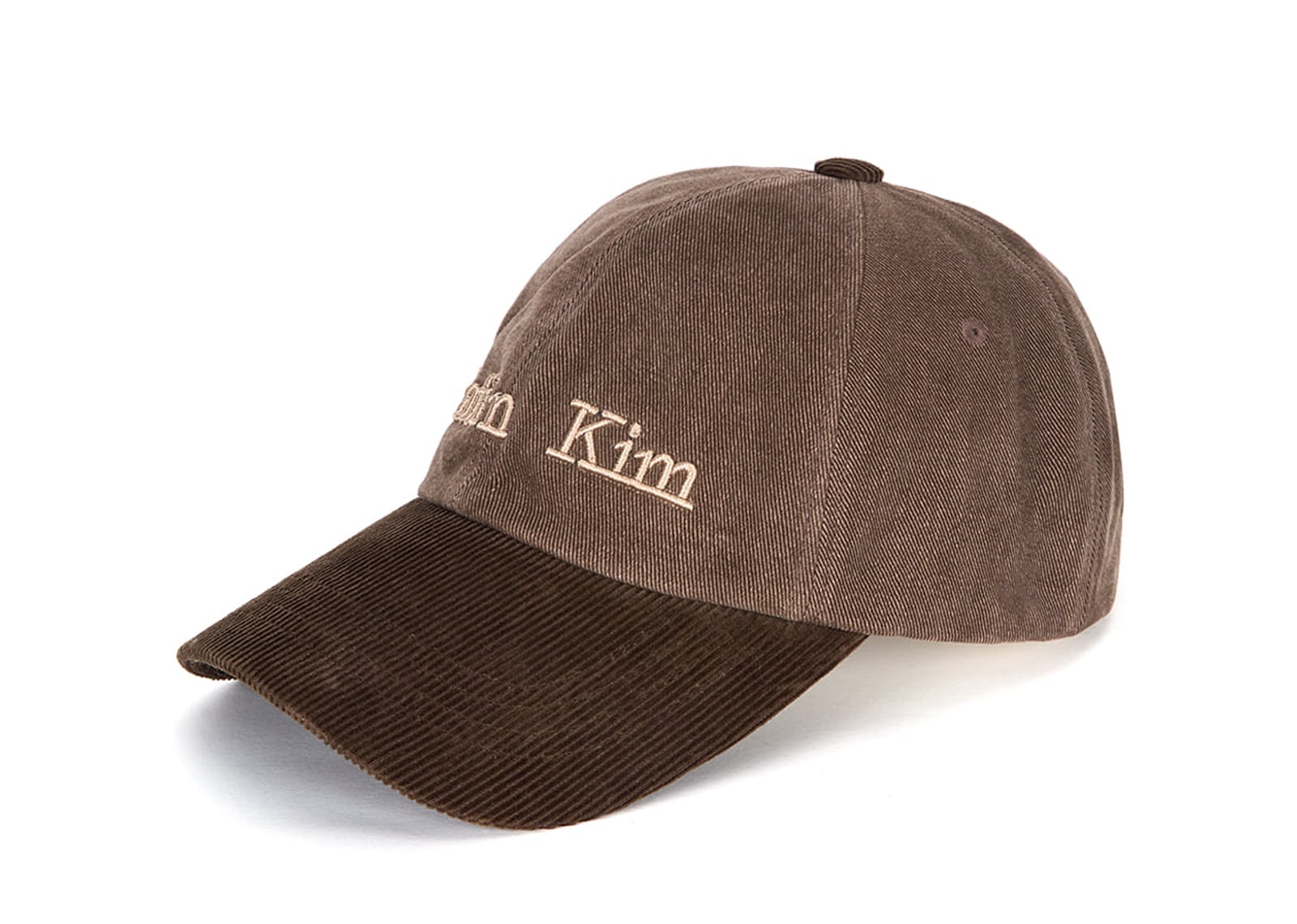 Matin Kim Classic Logo Corduroy Brim Ball Cap Brown HT031 Full View