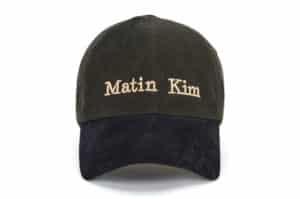 Matin Kim Classic Logo Corduroy Brim Ball Cap Navy HT031 Front View
