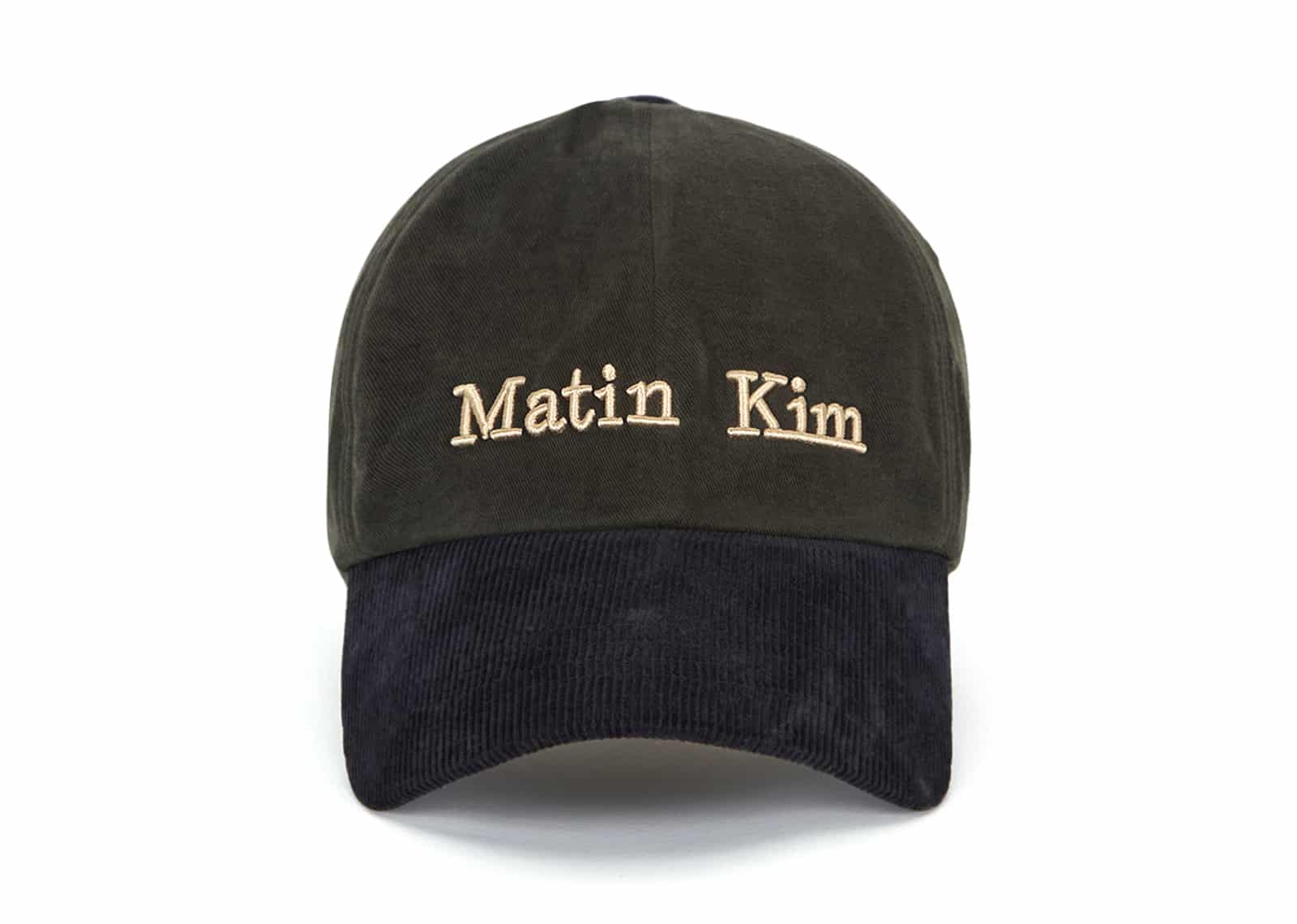 Matin Kim Classic Logo Corduroy Brim Ball Cap Navy HT031 Front View