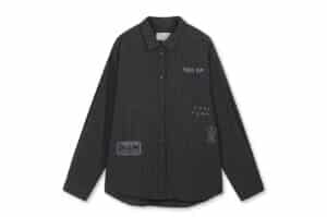 Matin Kim Front Graphic Check Shirt Charcoal SH202