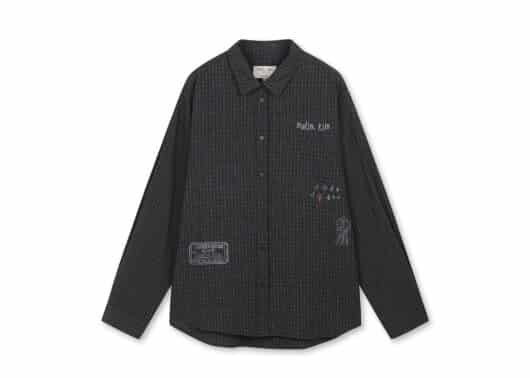 Matin Kim Front Graphic Check Shirt Charcoal SH202