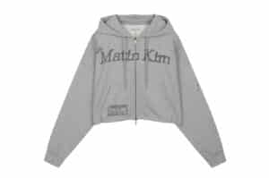 Matin Kim Graffiti Artwork Crop Hoody Zip Up Grey JP202