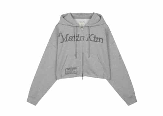 Matin Kim Graffiti Artwork Crop Hoody Zip Up Grey JP202