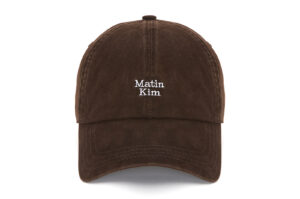 Matin Kim Mini Logo Ball Cap Brown HT042 Front view