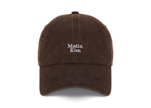 Matin Kim Mini Logo Ball Cap Brown HT042 Front view