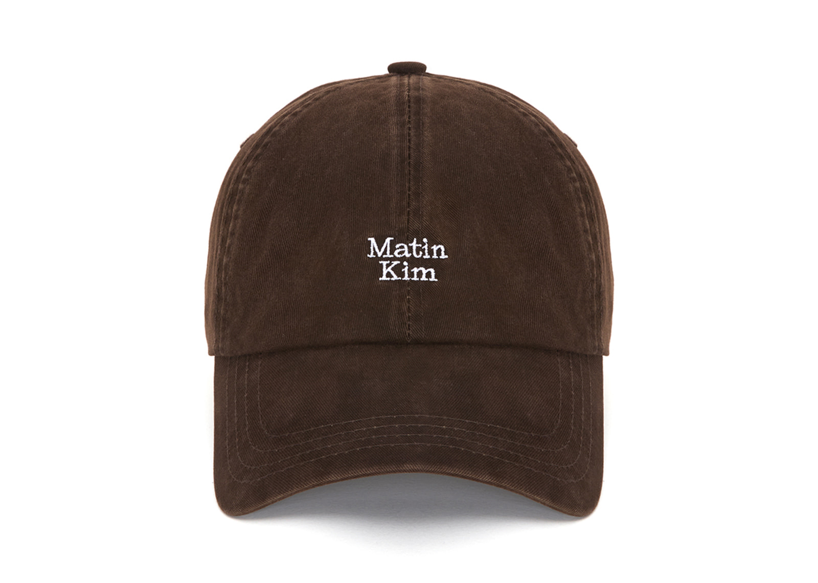Matin Kim Mini Logo Ball Cap Brown HT042 Front view