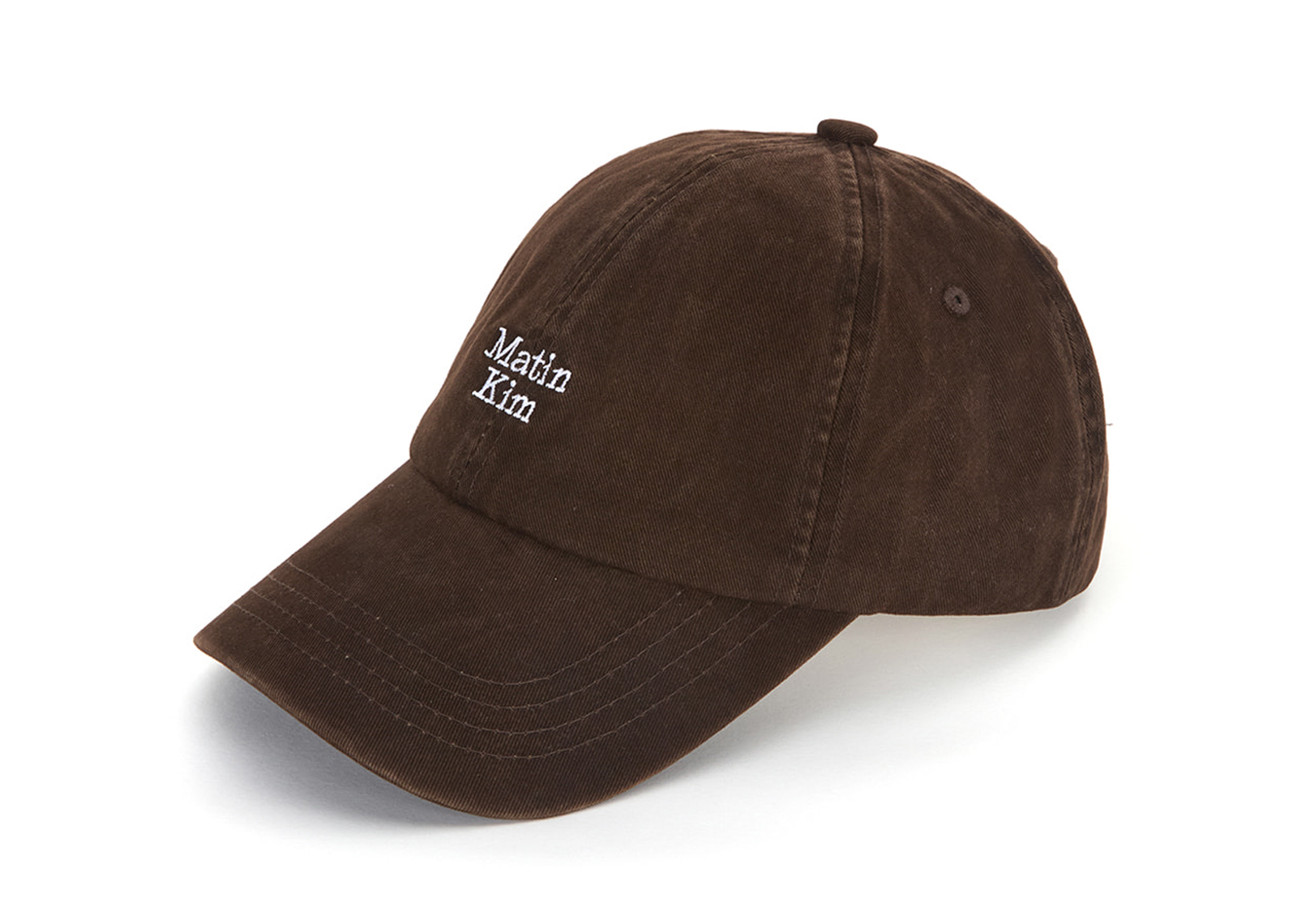 Matin Kim Mini Logo Ball Cap Brown HT042 Full View