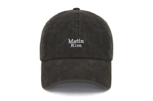 Matin Kim Mini Logo Ball Cap Charcoal HT042 Front View