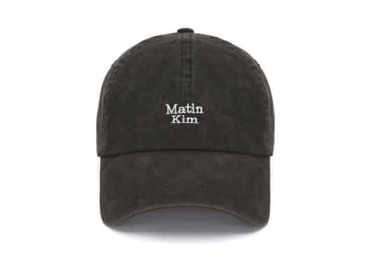 Matin Kim Mini Logo Ball Cap Charcoal HT042 Front View