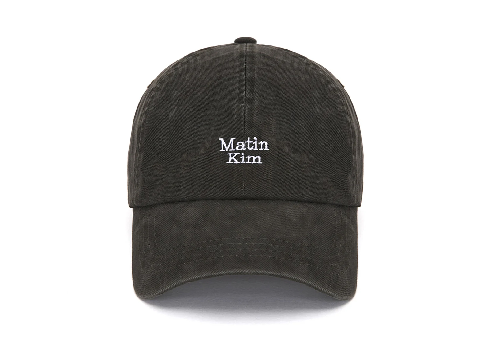 Matin Kim Mini Logo Ball Cap Charcoal HT042 Front View