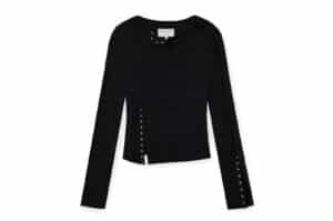 Matin Kim Snap Detail Slim Top Black TS062