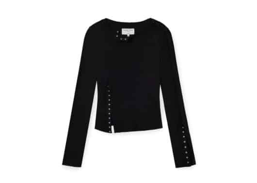 Matin Kim Snap Detail Slim Top Black TS062