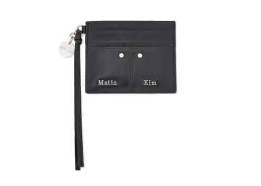 Matin Kim Steel Logo Rivet Card Wallet Black WL026 Front View