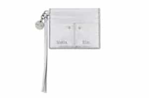 Matin Kim Steel Logo Rivet Card Wallet Silver WL026 Front View