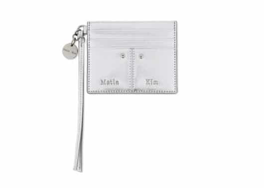 Matin Kim Steel Logo Rivet Card Wallet Silver WL026 Front View