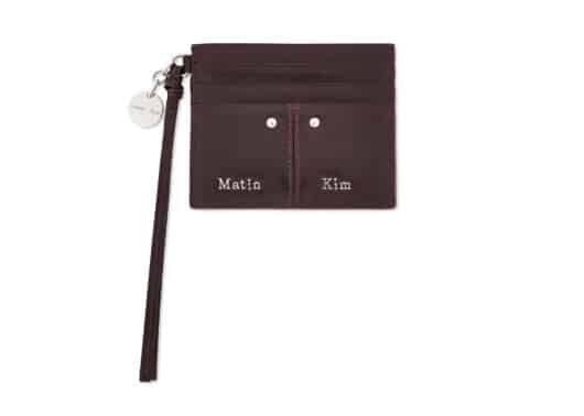 Matin Kim Steel Logo Rivet Card Wallet Wine WL026 Front View
