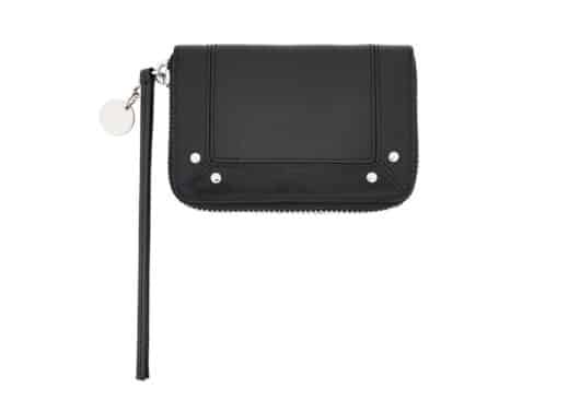 Matin Kim Steel Logo Rivet Compact Wallet Black WL025 Back View