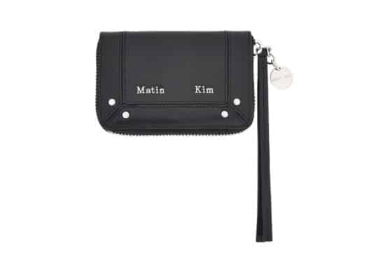Matin Kim Steel Logo Rivet Compact Wallet Black WL025 Front view