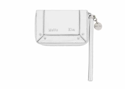 Matin Kim Steel Logo Rivet Compact Wallet Silver WL025 Front View