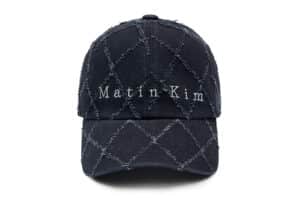 Matin Kim Typo Quilted Ball Cap Charcoal HT034 Front View
