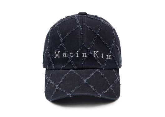 Matin Kim Typo Quilted Ball Cap Charcoal HT034 Front View