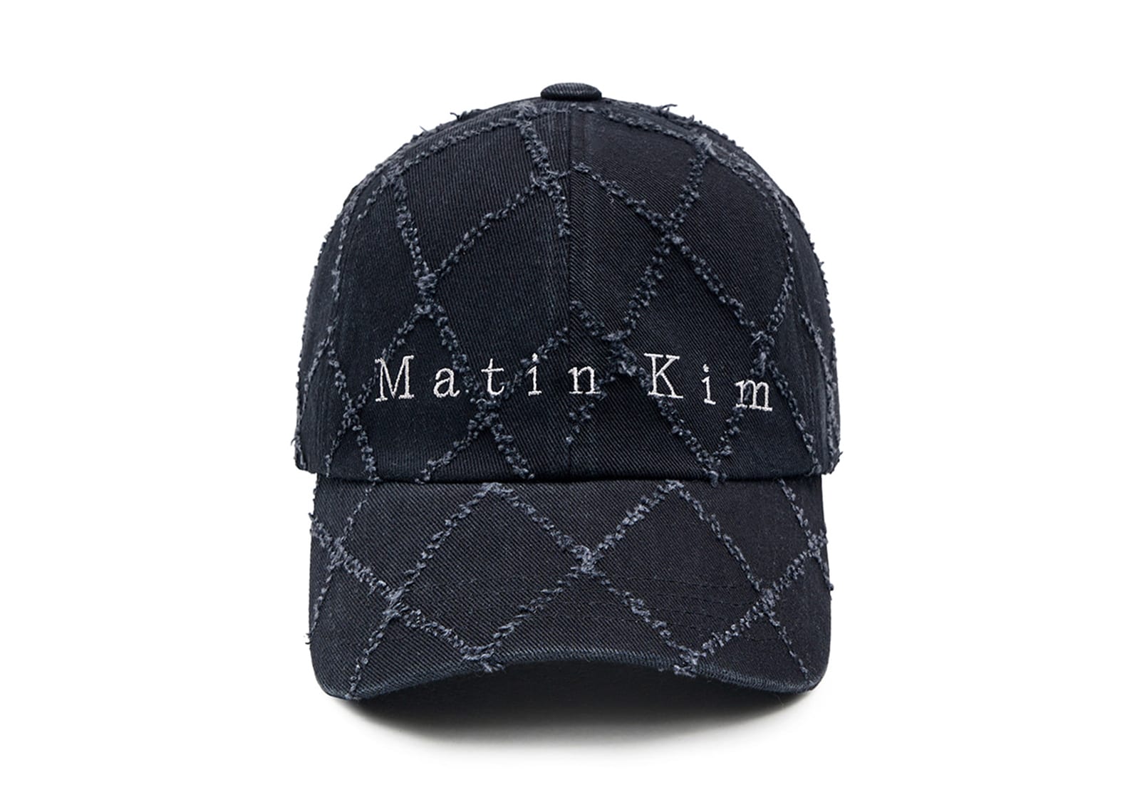 Matin Kim Typo Quilted Ball Cap Charcoal HT034 Front View