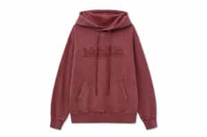 Matin Kim Vintage Color Dying Logo Hoody Red TS070