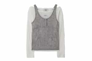 Rolarola Sleeveless Layered Tee Set White Grey