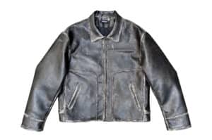 UNKNOWNWORLD Distressed Leather Jacket Brown Black UN224-103104