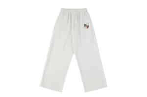 Haonanhuang Badge Strip Baggy Sweatpants Grey H448 Front View