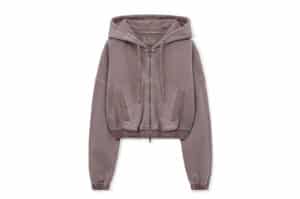 Matin Kim Back Logo Pigment Dyed Crop Zip-Up Hoody Pink JP045 (W)