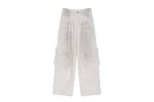 Matin Kim Dirty Washed Heavy Cargo Pants White DN039 Front View
