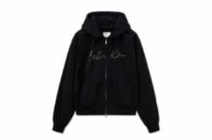 Matin Kim Drawstring Point Zip Up Hoody Black JP052 Front View