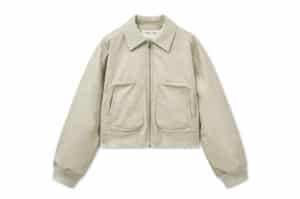Matin Kim Faux Leather Out Pocket Jumper Light Grey JP049