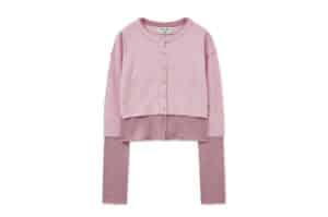Matin Kim Layered Texture Knit Cardigan Lilac Front View