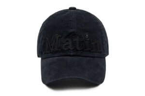 Matin Kim Matin Applique Stitch Ball Cap Black HT028 Front View