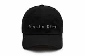 Matin Kim Matin Herringbone Typo Ball Cap Black HT029 Front View
