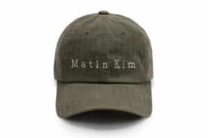 Matin Kim Matin Herringbone Typo Ball Cap Khaki HT029 Front View