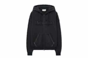 Matin Kim Raw Cut Applique Hoody Zip-Up Charcoal JP053