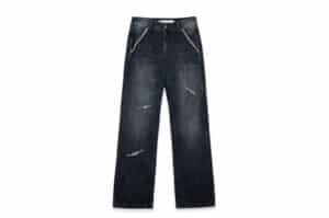 Matin Kim Semi Boots Cut Washed Denim Pants Navy DN028