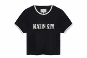 Matin Kim Stud Logo Ringer Tee Black TS088 Front View