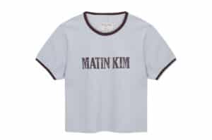 Matin Kim Stud Logo Ringer Tee Smoke Blue TS088 Front View