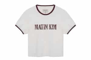 Matin Kim Stud Logo Ringer Tee White TS088 Front View