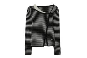 Rolarola Wool Blended Cut-Out Button Knit Black/Ivory