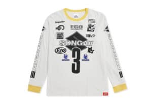 SONGAADON EGO Racing Element Print Long-Sleeved Tee White Front View